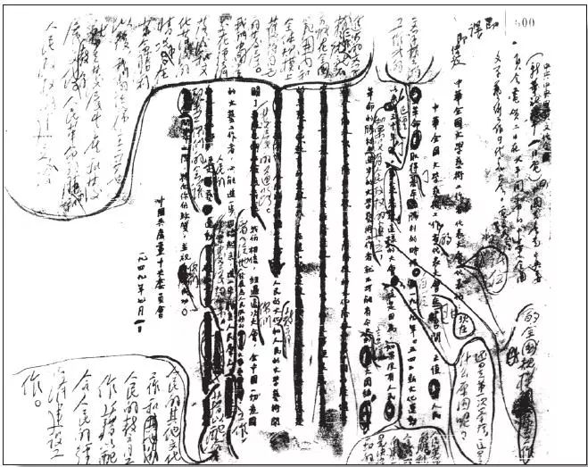 毛泽东对中共中央致第一届文代会贺电的修改